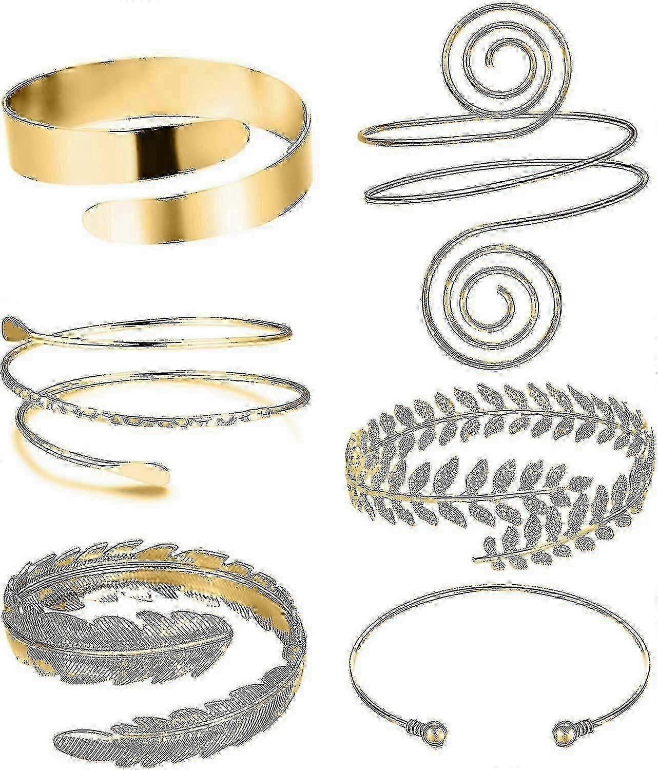 Adjustable Upper Arm Cuffs and Bracelet Set with 6 Pieces