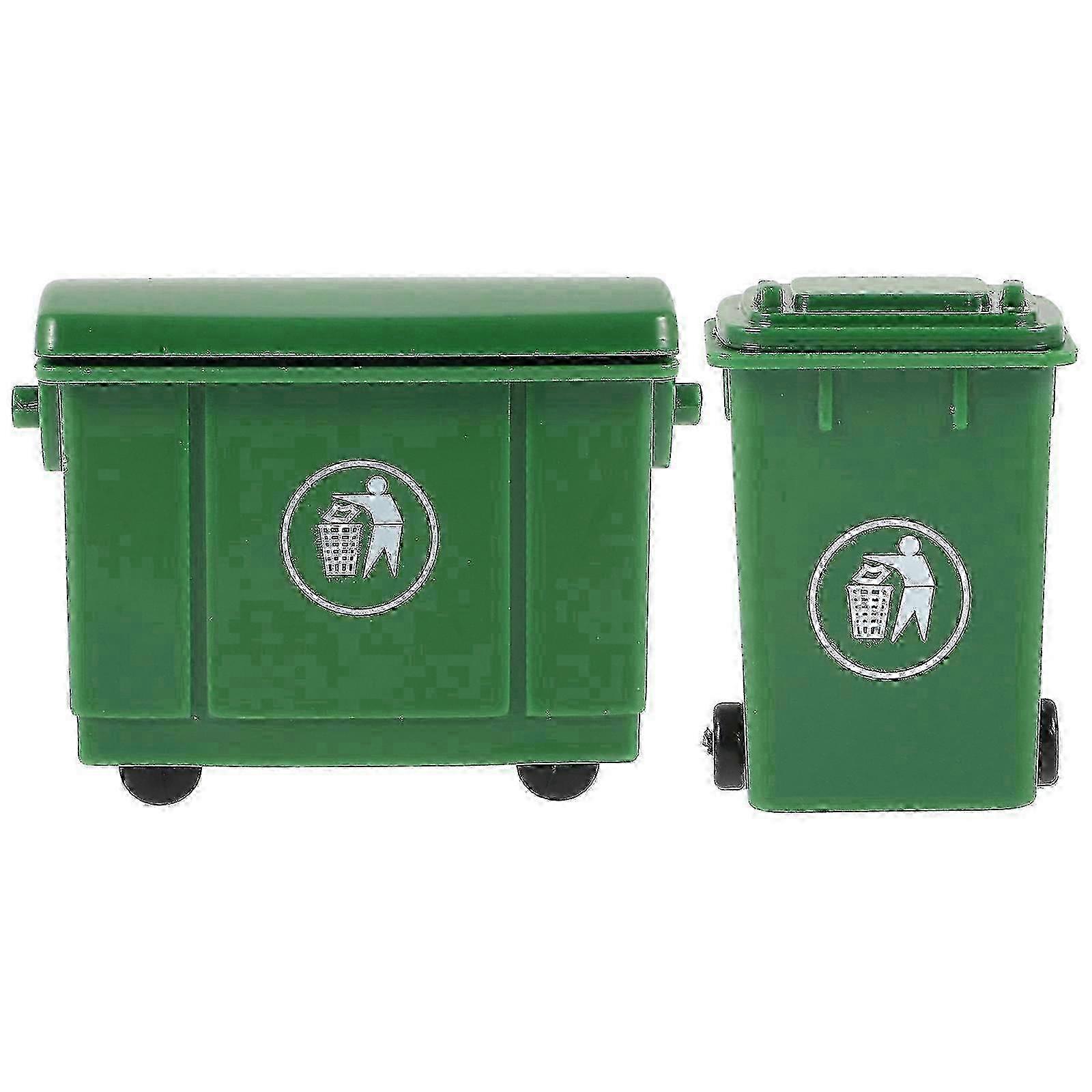 2Pcs Mini Trash Can Model Dollhouse Waste Container Miniature Sorting Garbage Bin Model