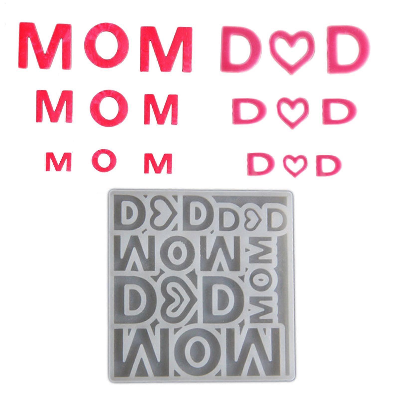 Beautiful MOM DAD Pattern Attachment Mold for Candle Cups Delicate Ornament Mold for Crafts and Parent Child Bonding Multicolor