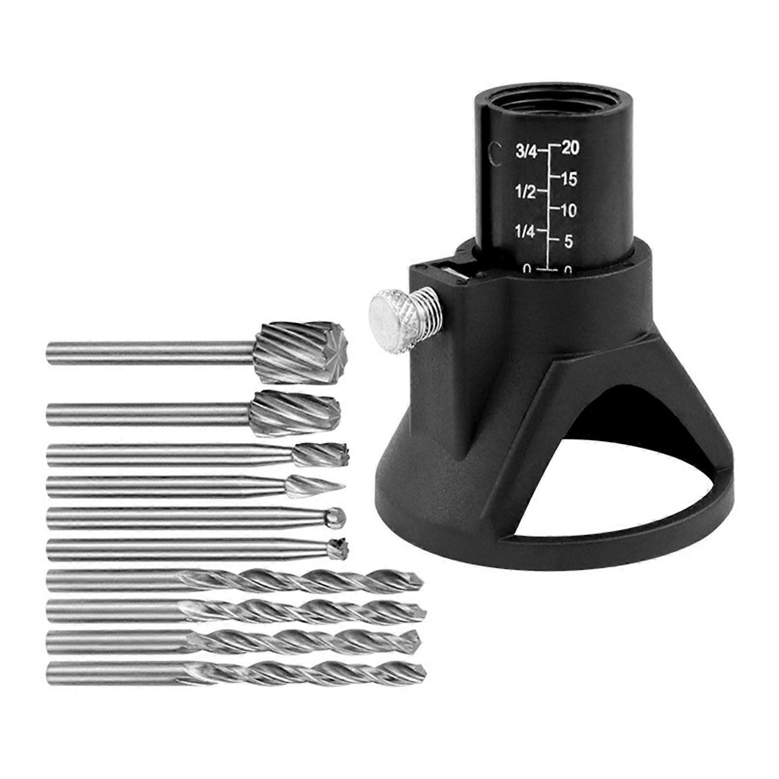 11Pcs Rotary Carving Locators Positioner Woodworking Locators Set Cutting Guide Attachment Kit Twist Drill Bit Crafting Multicolor