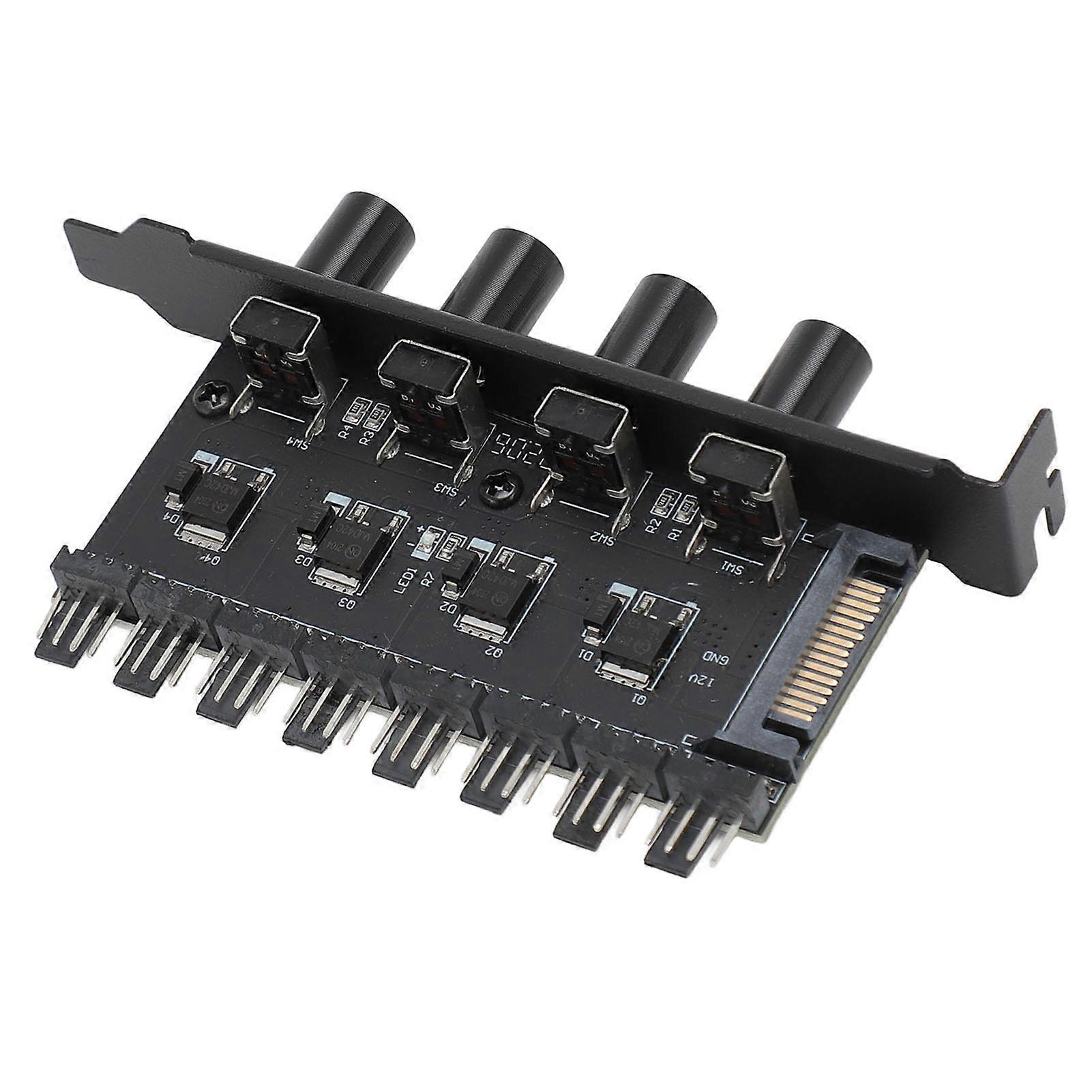 PC Cooling Fan Speed Controller 12V 4PIN 3PIN 4 Knob SATA Power Supply PC 8 Channels Fan Hub for CPU Case HDD VGA PWM