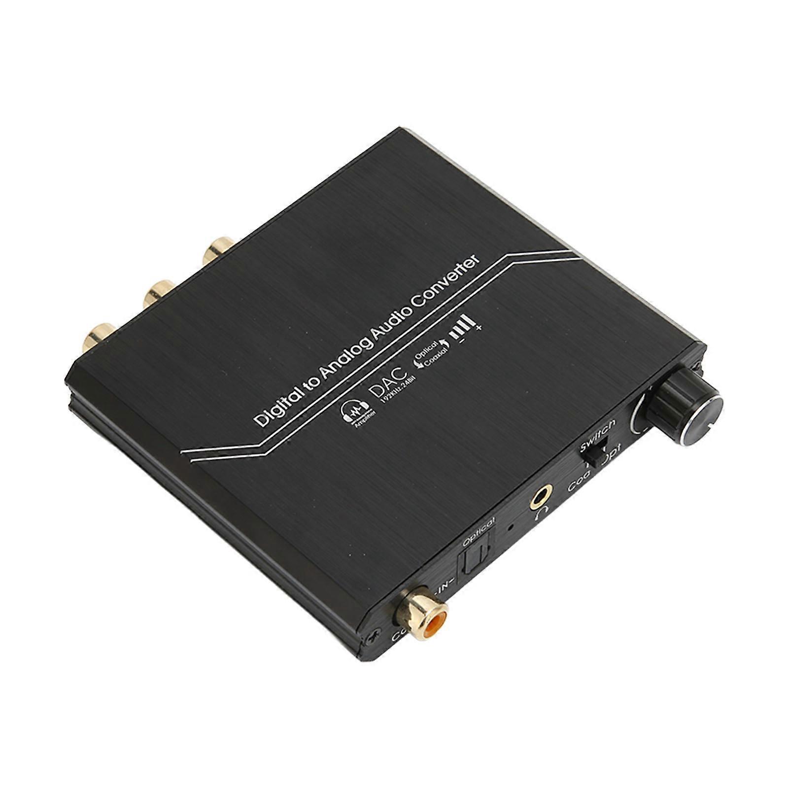 Digital to Analog Sound Converter 192KHz Optical to RCA Stereo DAC Converter with 3.5mm Output Volume Bass Control