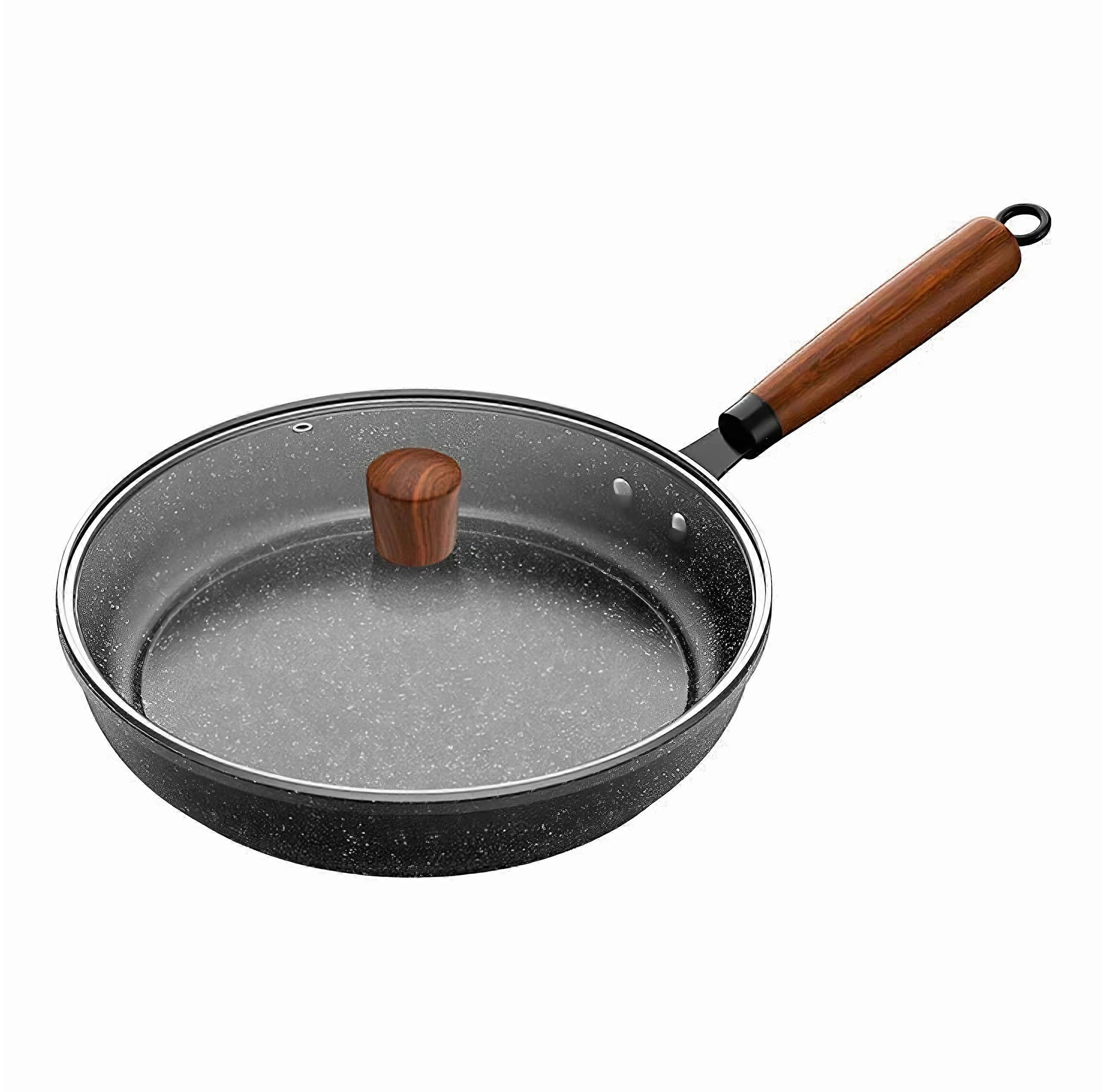 Non Stick Frying Pan 10.5 Inch Skillet with Wooden Handle for Frying and Stir Fry on All Stovetops