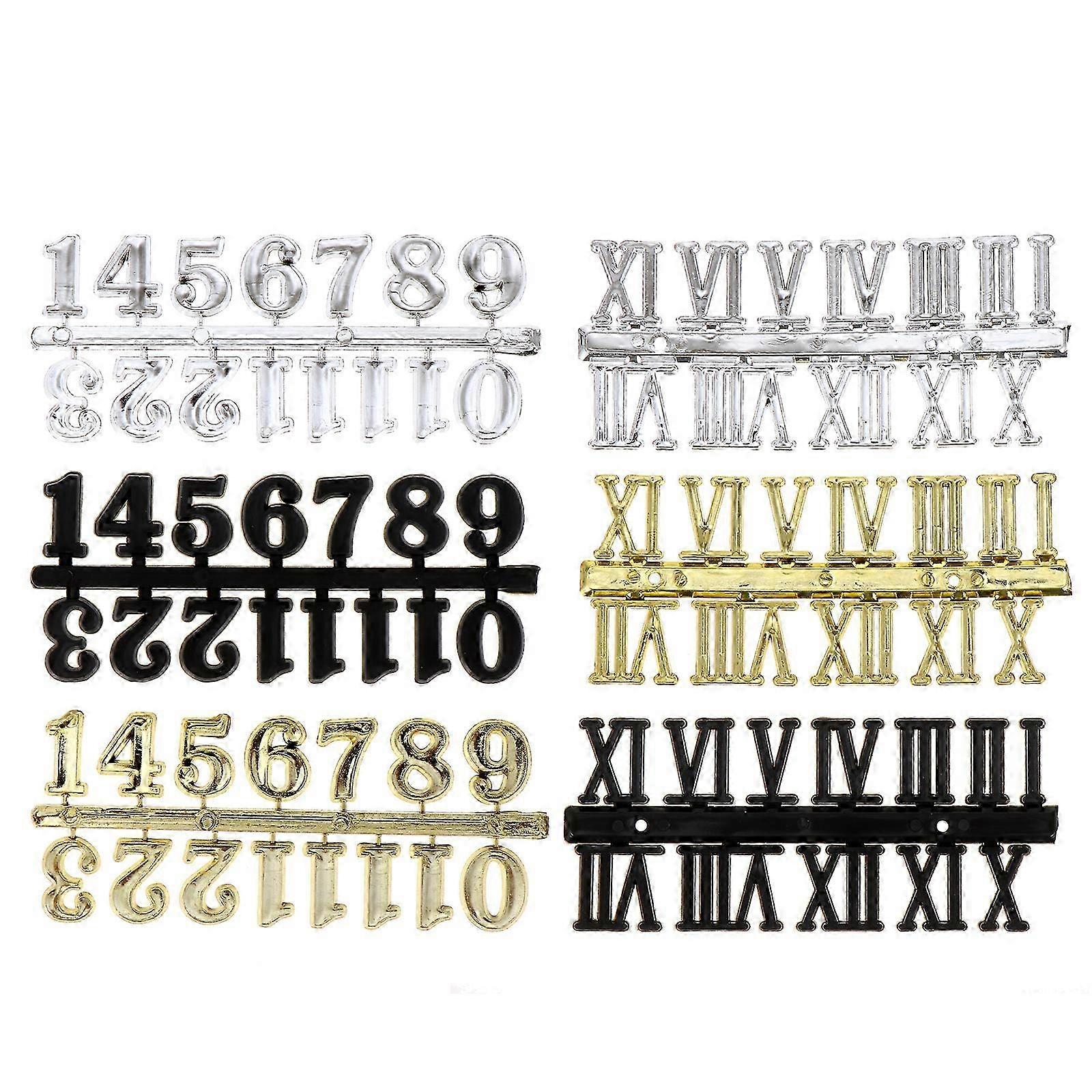 6pcs Wall Clock Numerals Clock Replacement Arabic Number and Roman Number