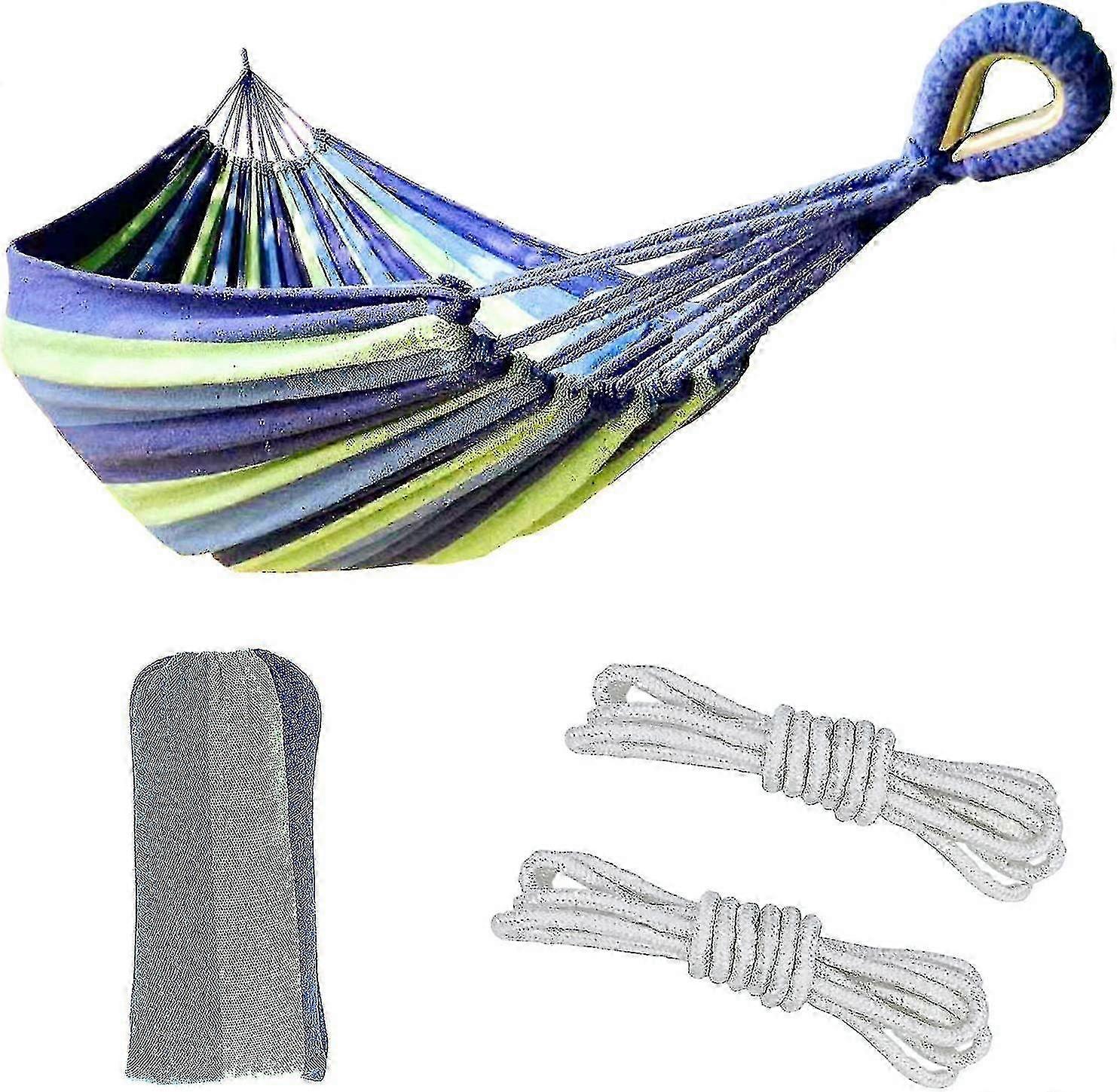 Foldable Hammock with Storage Bag for Beach & Garden Blue/Green