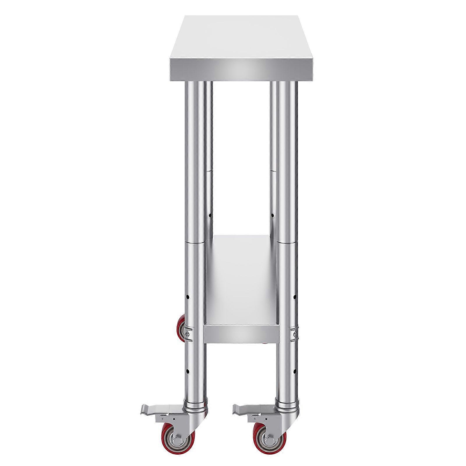 30 x 12" Kitchen Work Bench Stainless Steel Table Commercial w/Wheels