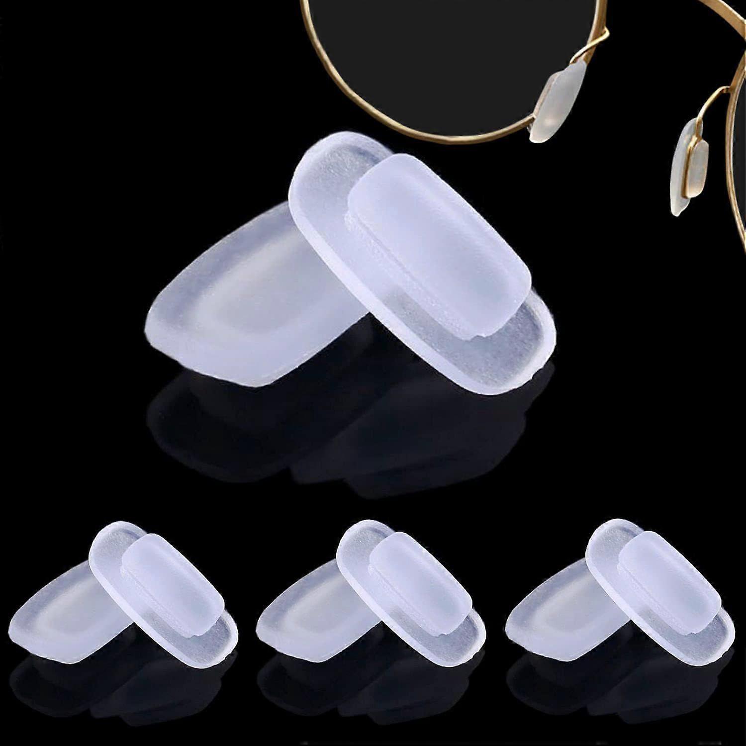 Replacement nose pads for glasses, 4 pairs, square, premium soft silicone, rectangular, slide-on/snap-on.