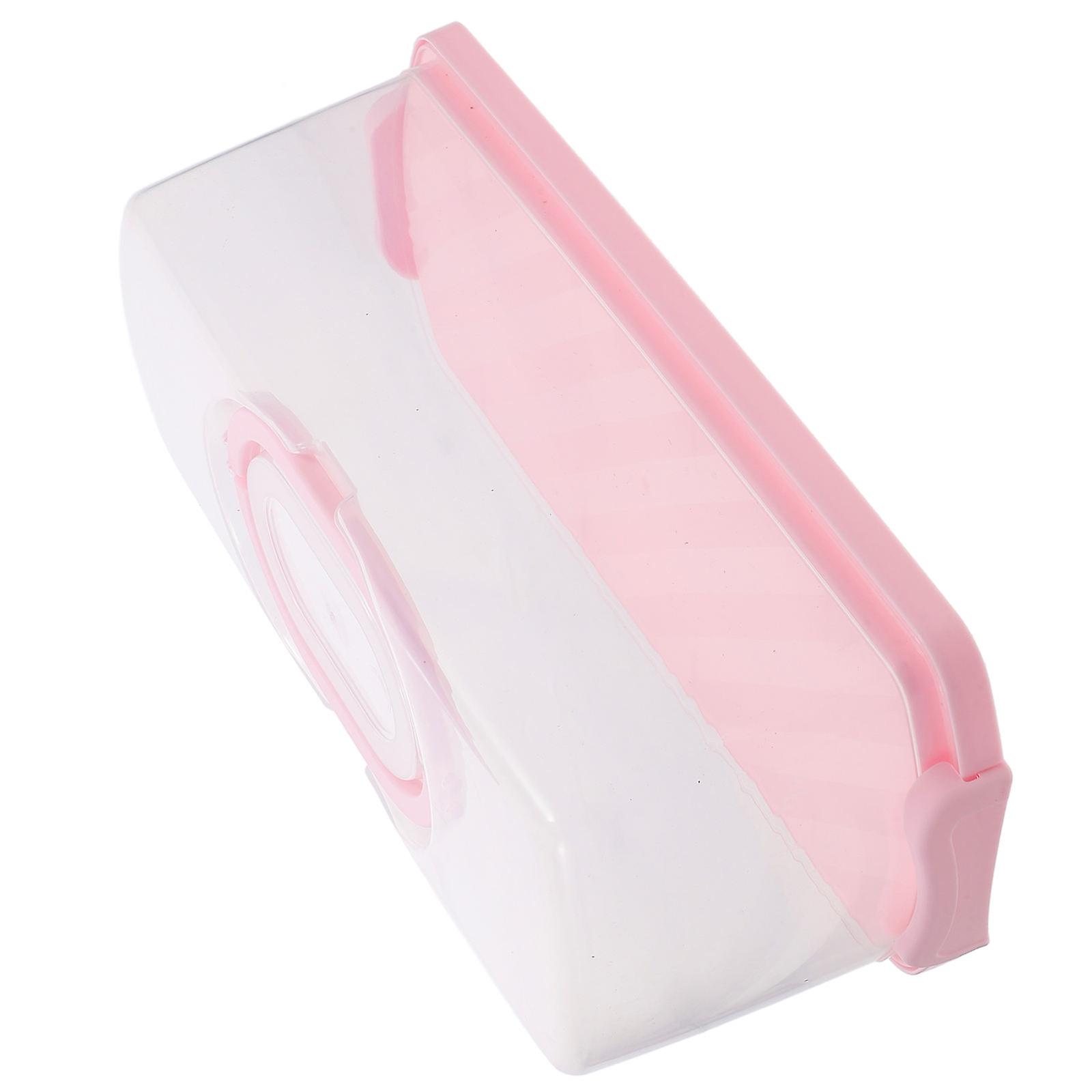 Pink Bread Container Rectangular for Storage Portable Airtight Plastic Box