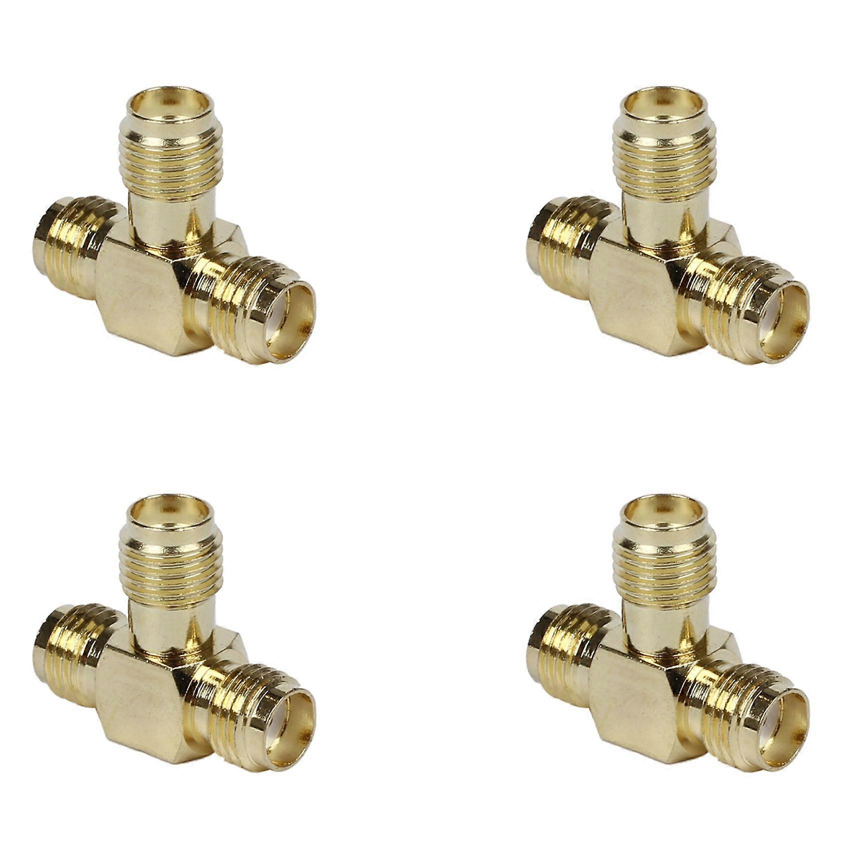 4X SMA Female to Two SMA Female Triple T RF Adapter Connector 3 Way Splitter