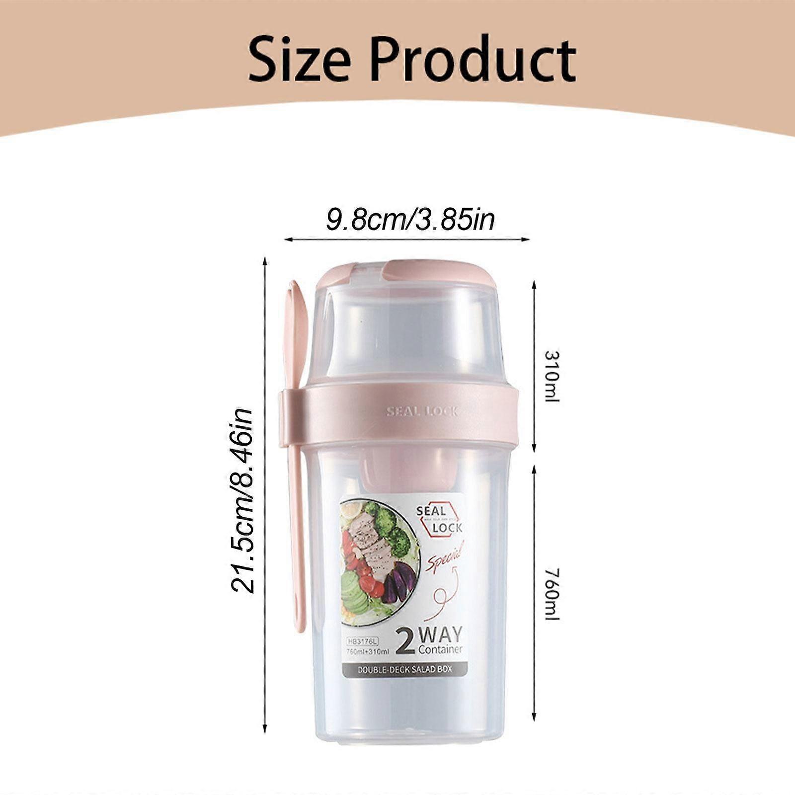 Tanuke Salad Cup, Compatible with Cereal & Milk Containers, Double Snack Cups for Hiking, Camping, RV, On-the-Go Storage, Green