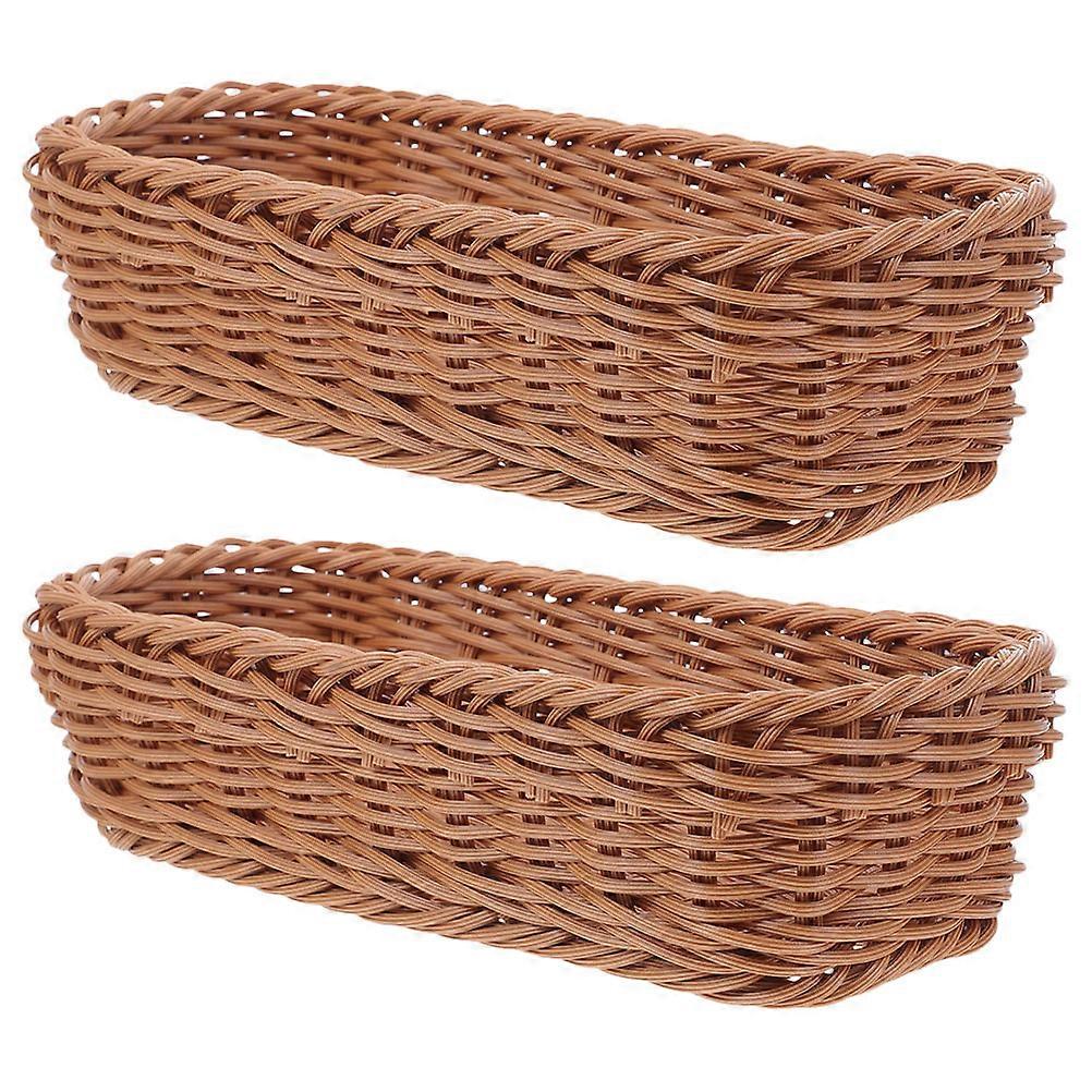 Multipurpose Woven Imitation Rattan Basket for Dining Table 2Pcs
