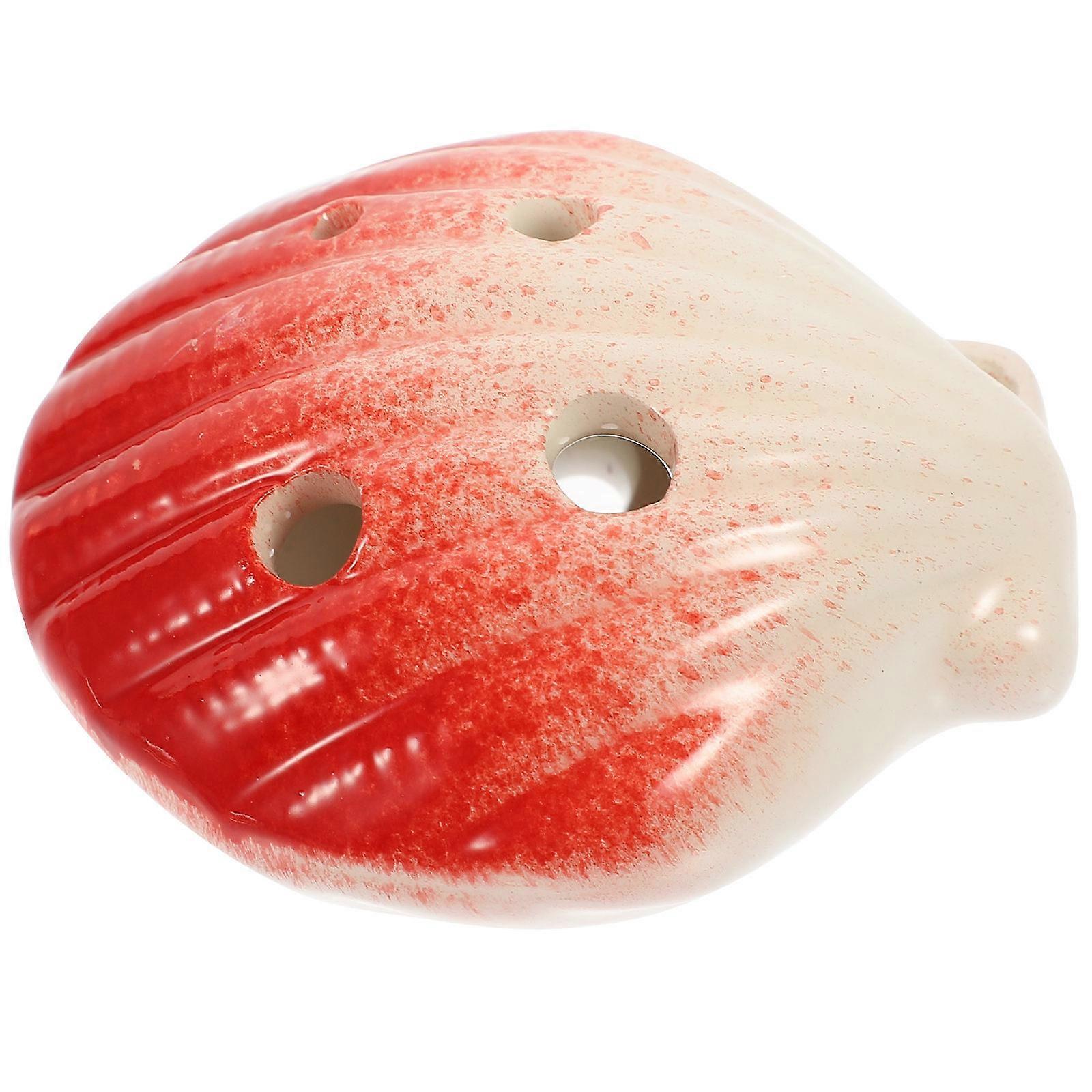 6 Holes Ocarina Ceramic Practice Music Instrument 2Pcs Red Shell Shape