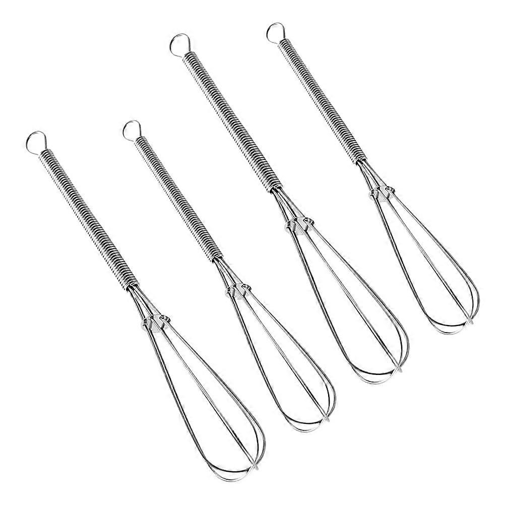 Silver Handheld Stainless Steel Egg Whisk for Cooking 4Pcs Set