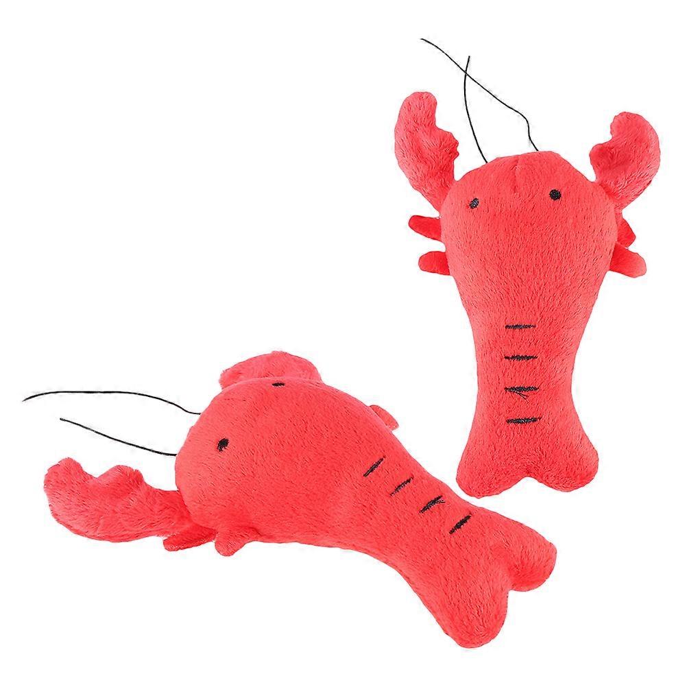 Red Plush Dog Squeaky Toy Lobster Shaped for Interactive Fun 2Pcs