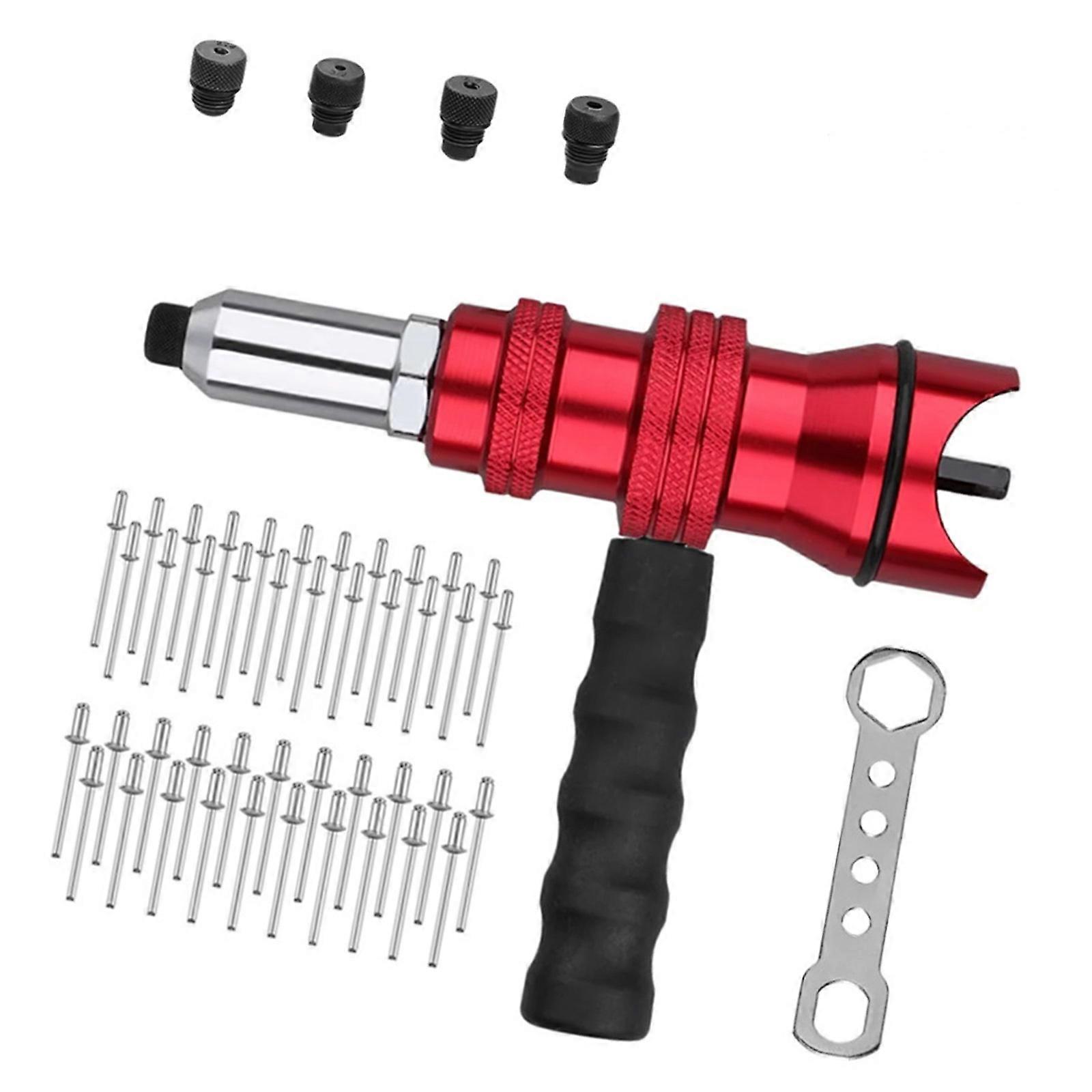 Rivets Guns Adapter with 100pc Rivets up to 1500RPM Stable Handle Design Durability Construction for Multiple Applications Multicolor