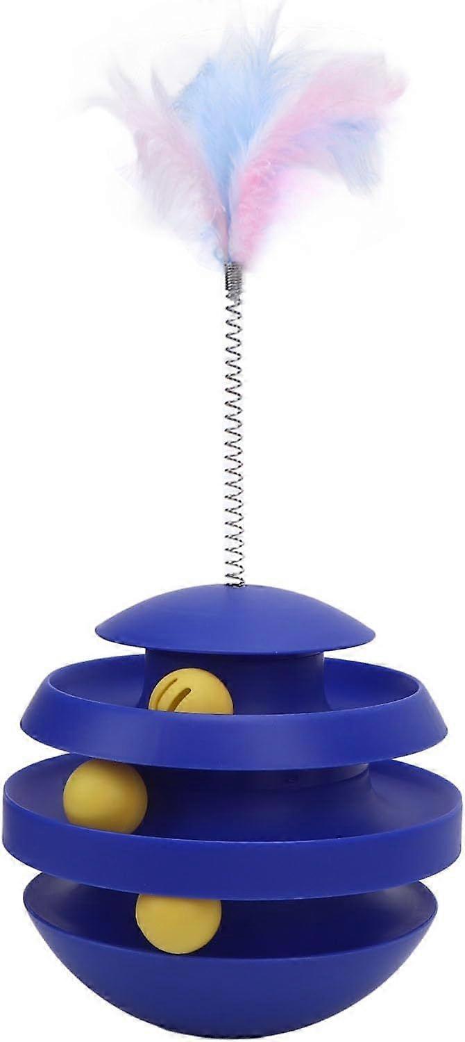 Interactive Turntable Cat Tower Toy, Secure Material Unique Rotating Design Promote Exercise Vitality Cat Roller Ball Toy for Pets