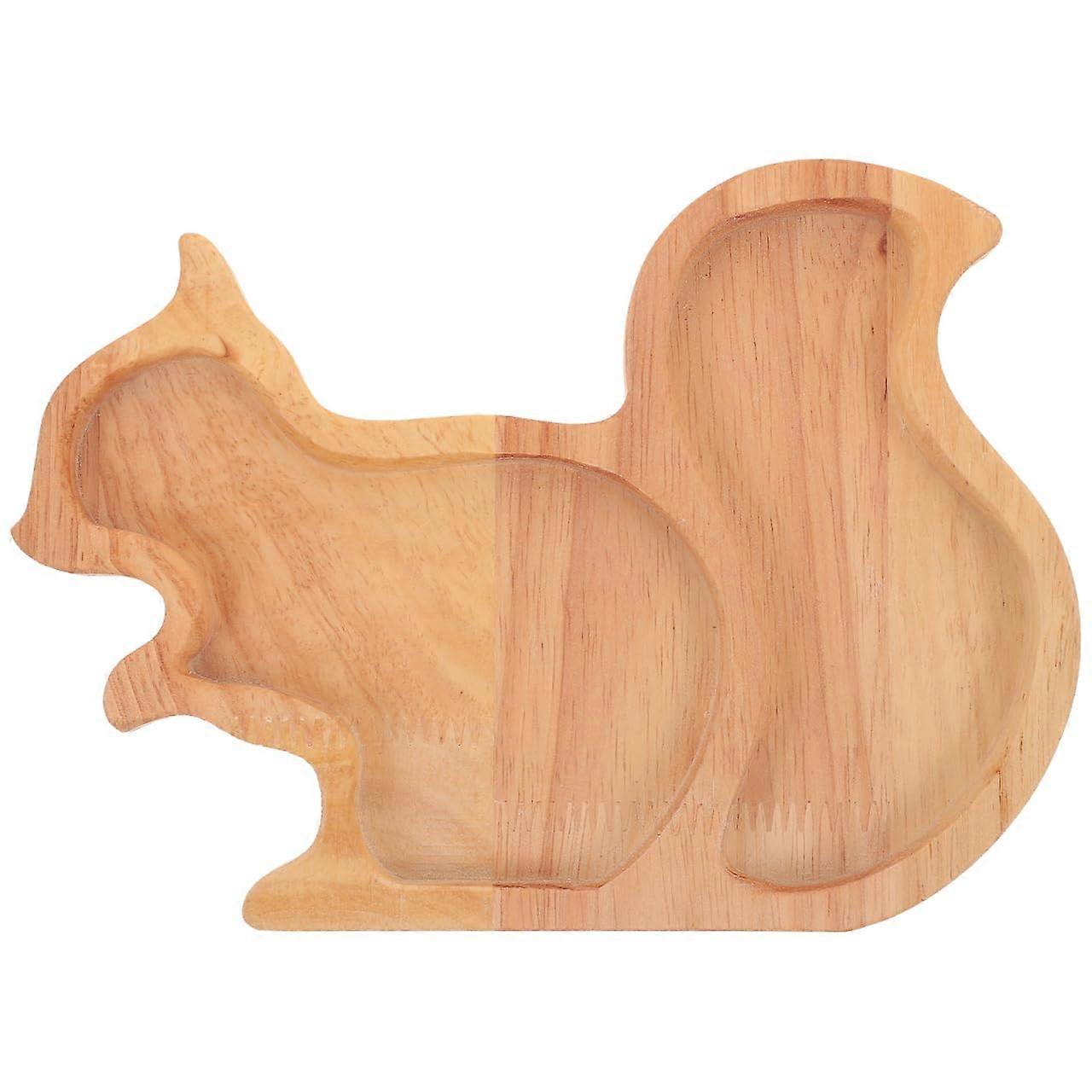 Wooden Squirrel Shaped Serving Tray for Snacks Nuts Fruits Rustic Decorative Plate for Parties