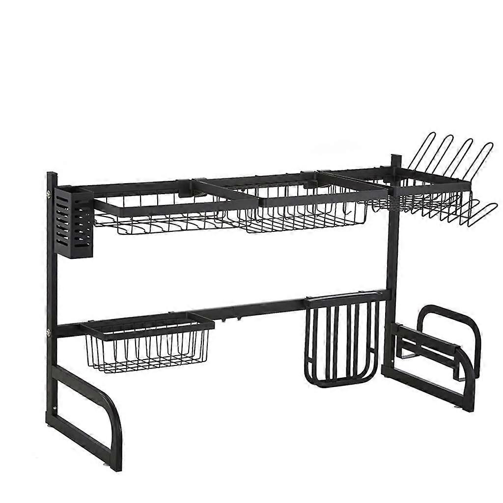 Adjustable Sink Rack with OneKey Length Adjustment, NonSlip Base, Quick Drain Kitchen Organizer