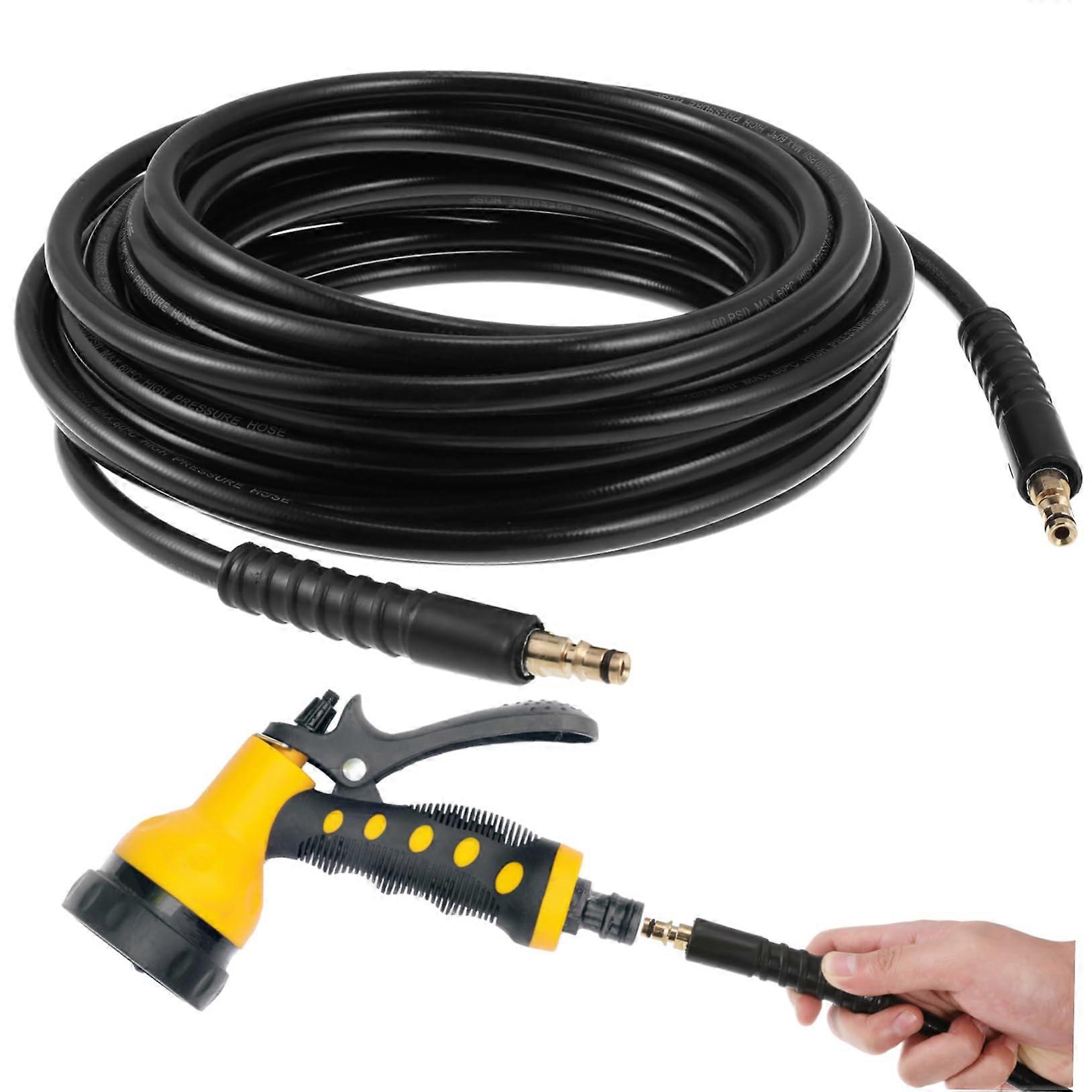 15m Pressure Washer Extension Hose with Extended Cleaning Reach and Kink Flow for Karcher