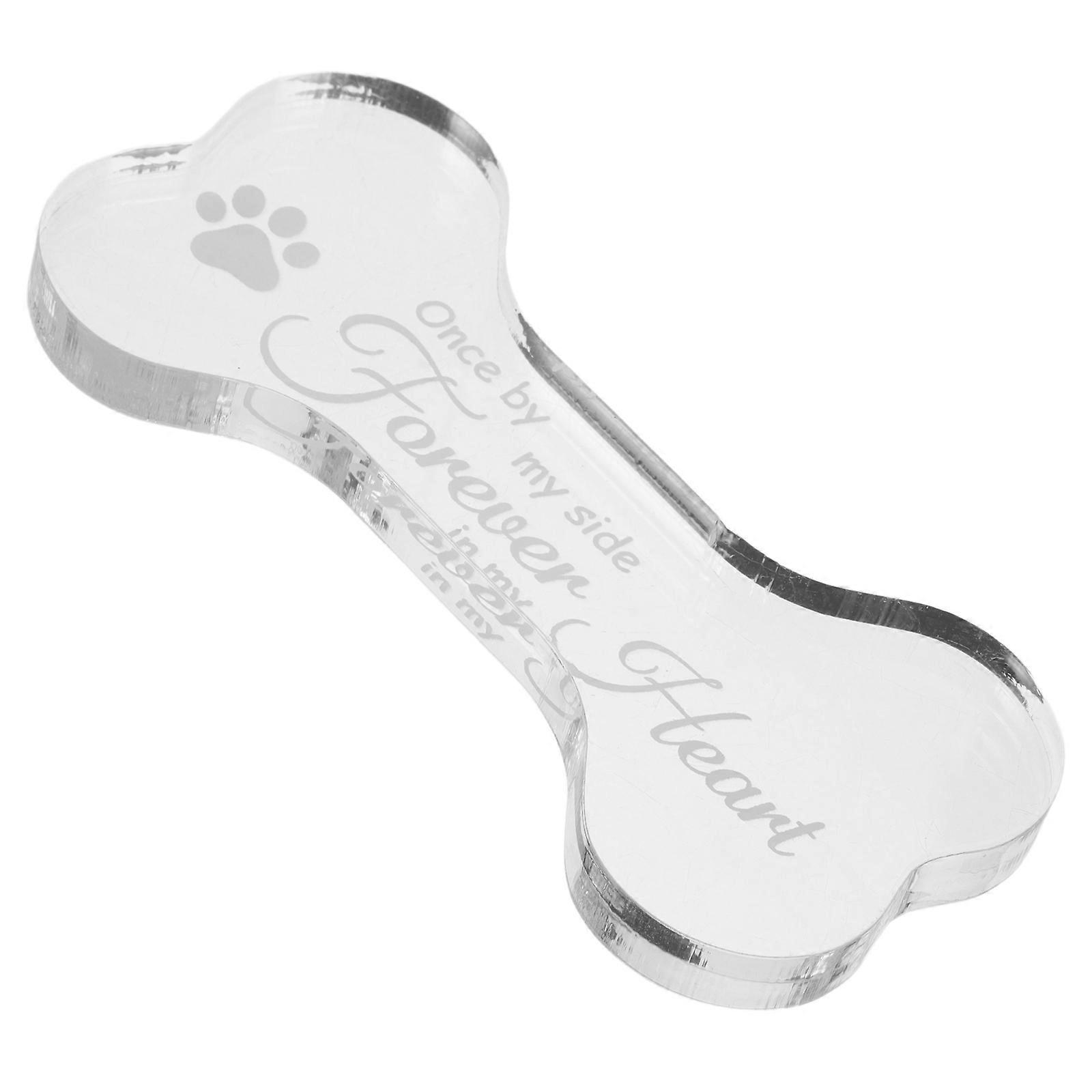Pet Memorial Plaque Bone Shaped for Garden Use Transparent Acrylic