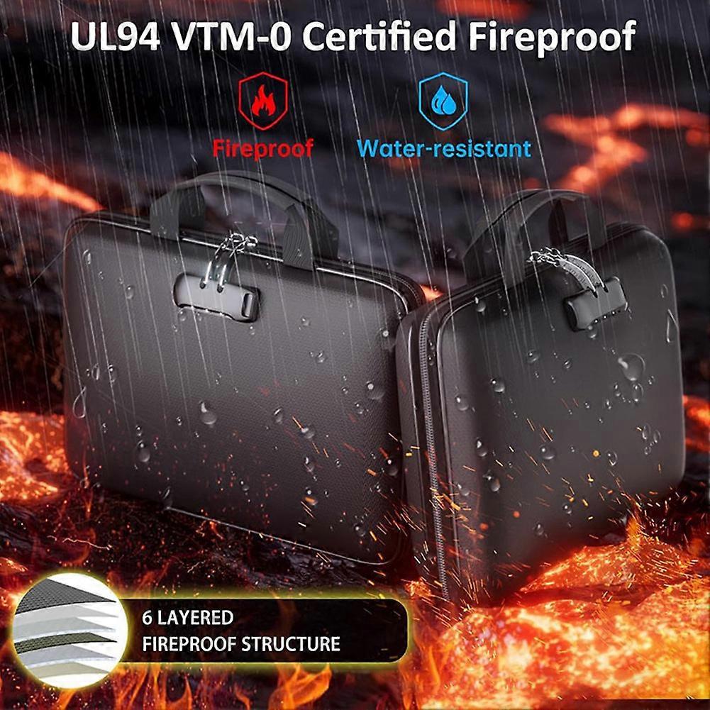 Fireproof Document Organizer Box with Lock & File Folder, Hard Case Fire Proof Safe Bag for Documents Files Valuable