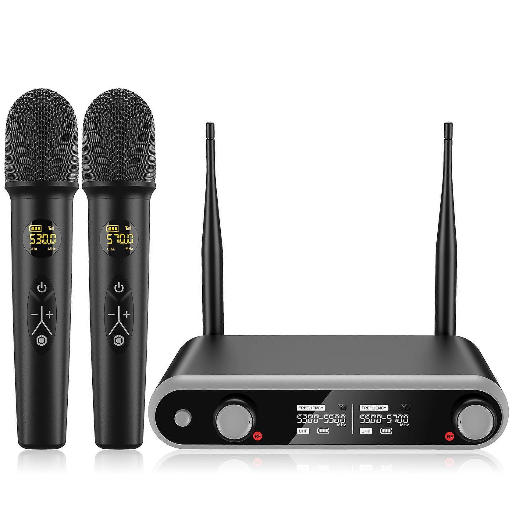 Wireless Microphone System with Dual Rechargeable Mics, 330ft UHF Range for Karaoke and Events