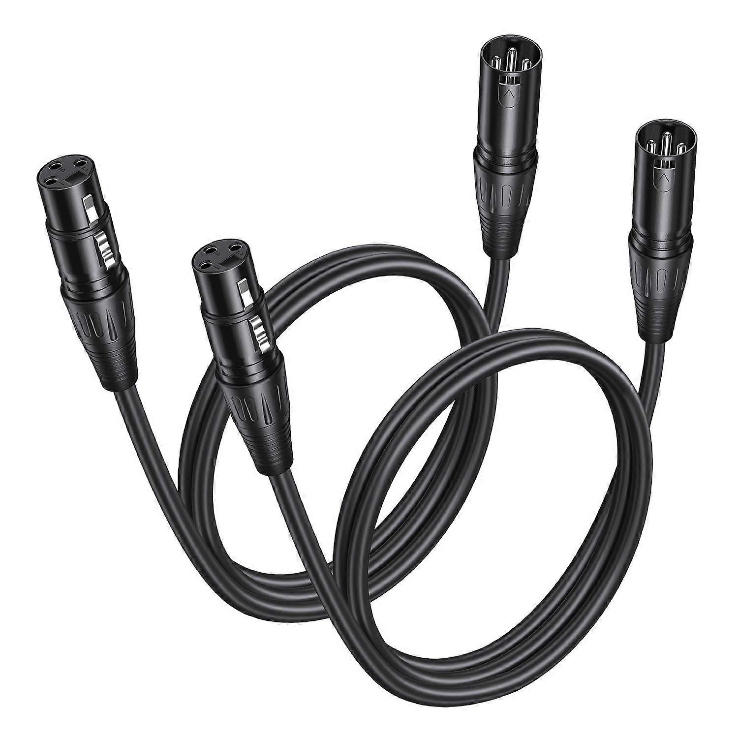 2 Pack 3ft XLR Microphone Cable Male to Female Oxygen Copper with Noise Reduction and Secure Connectors