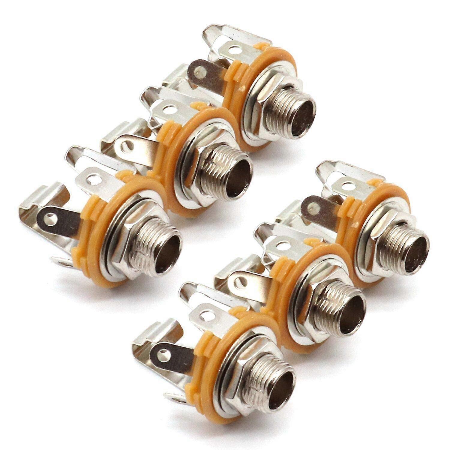 6.35mm Stereo Jack Socket Panel Mount, 1/4 Inch Audio Connector, Solder Type, 6 Pack