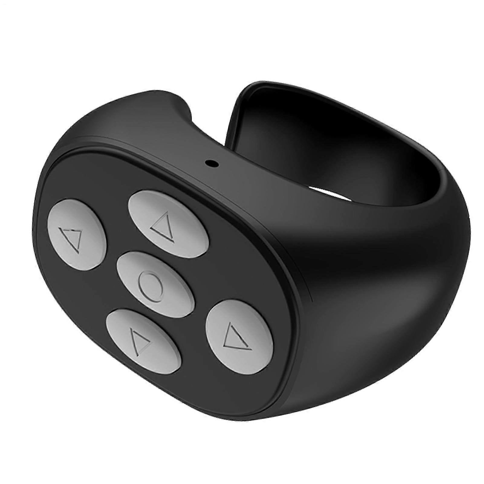 Wireless Remote Control Ring with Bluetooth Camera Shutter, Page Turner for Phones and EBooks Black