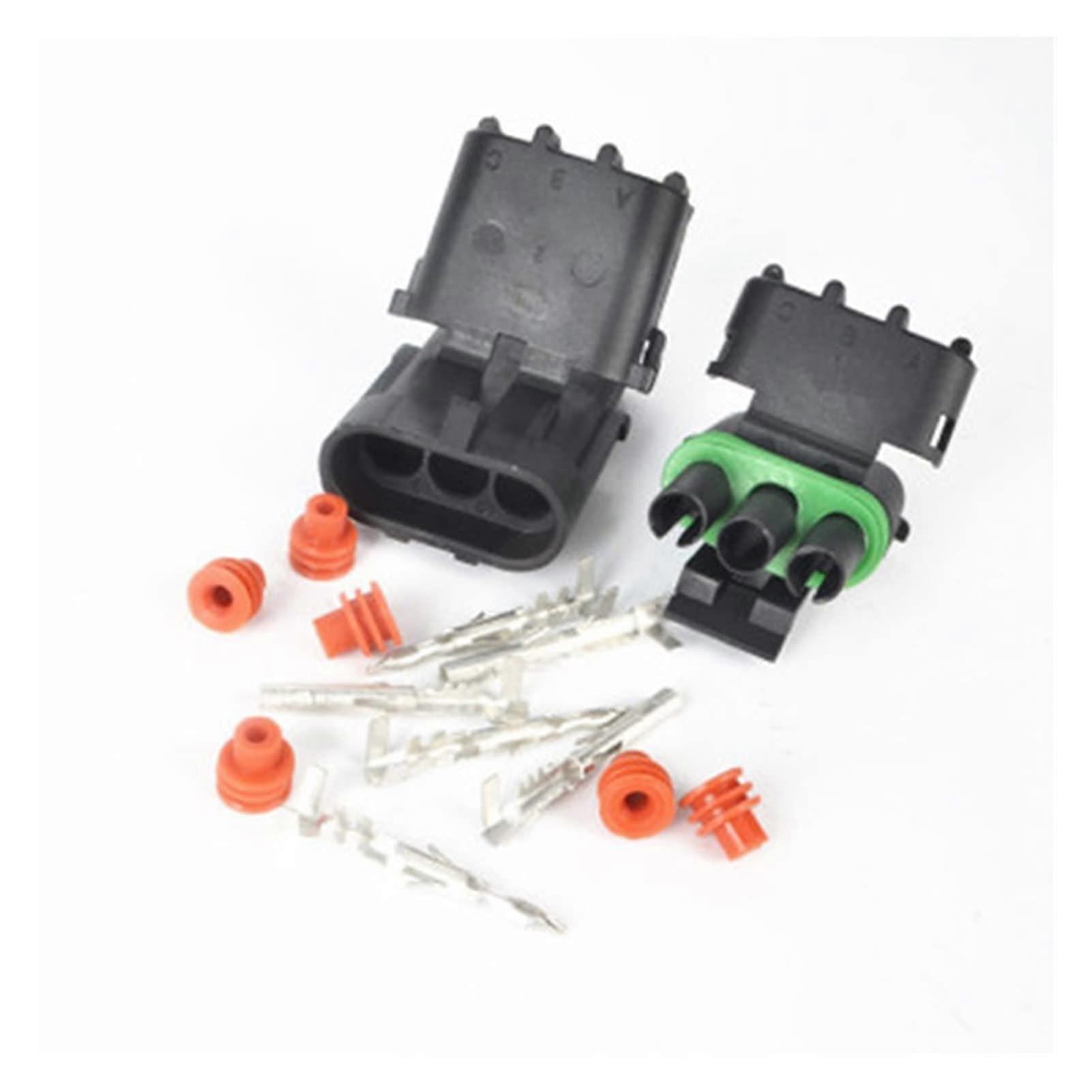 3 Pin Waterproof Electrical Connector for Automotive Wire 1814 AWG Secure Lock