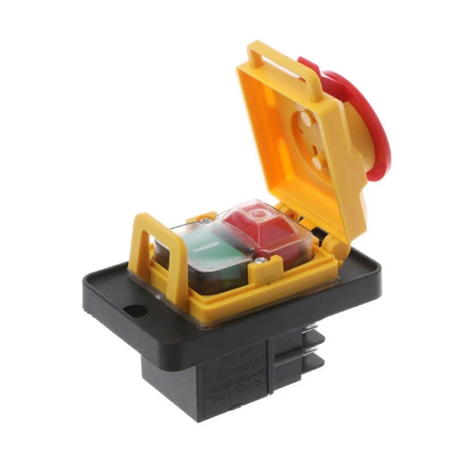 KJD12 250V 4Pin Start Stop Push Button Switch with No Volt Release for Wood and Metalworking Tools