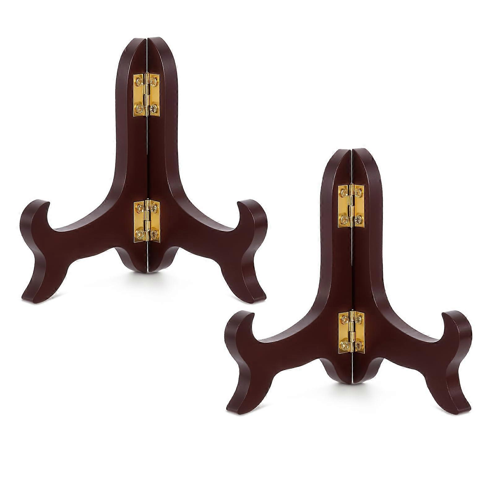 2 PCS Wooden Easel Stand 4 Inch Folding Plate Holder for Picture Frame Dish Artwork Display