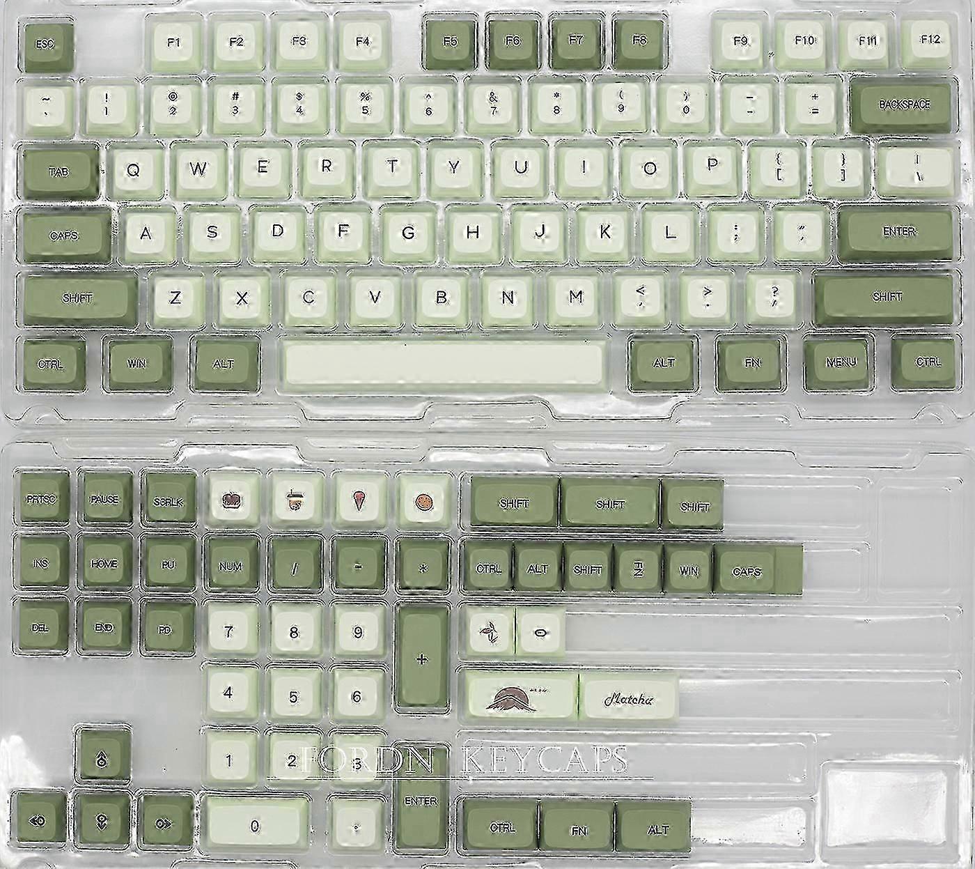 124 Keys XDA PBT Dye Sublimation Keycaps Set for Mechanical Keyboard (Matcha Theme)