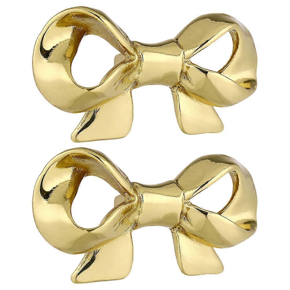 Brass Gold Bow Drawer Knobs for Dresser 2Pcs Elegant Decorative Cabinet Pulls
