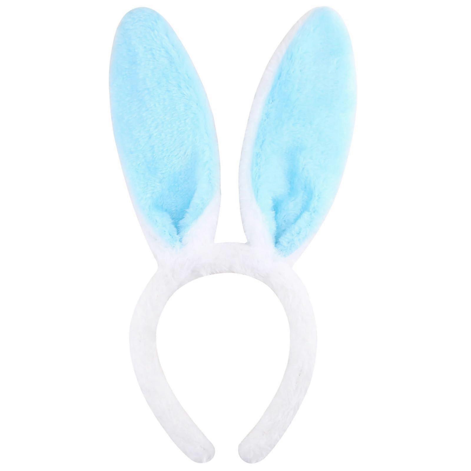 Large Blue Easter Bunny Ears Headband Adjustable Plush Rabbit Ears for Easter Party Adults Kids