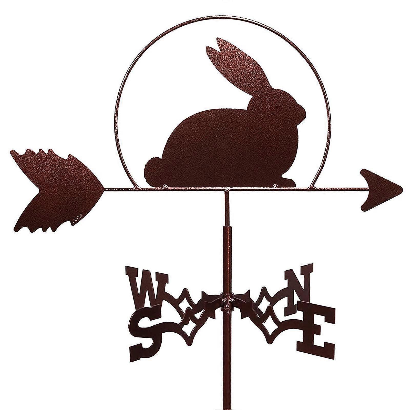 Rustproof Metal Weather Vane Dragonfly Cow Rabbit Rooftop Wind Direction Indicator for Garden