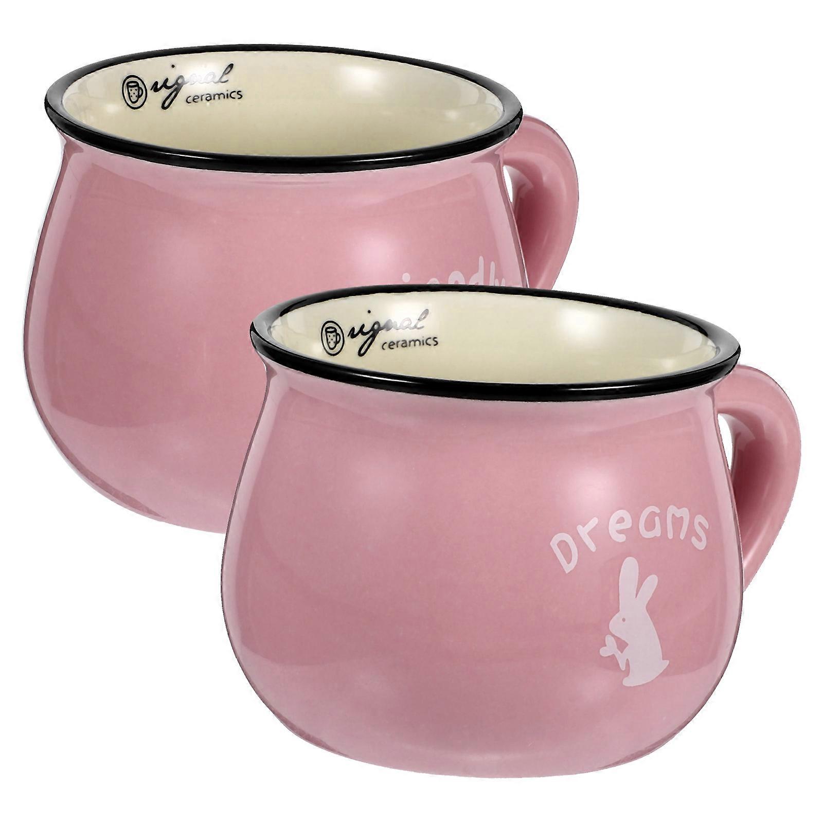 Ceramic Mug for Coffee Drinking 2Pcs Pink Creative Ceramic Cups