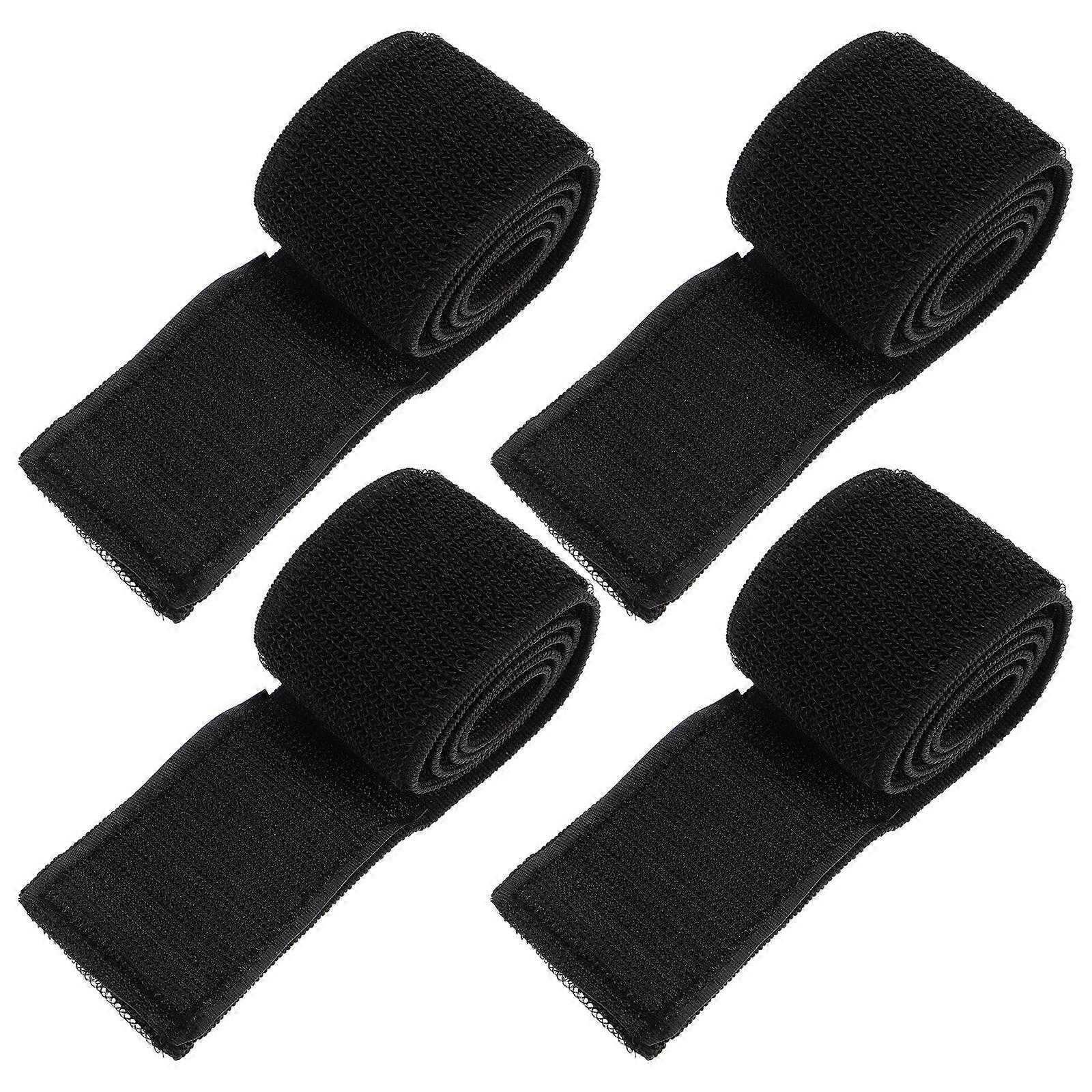 Loop and Hook Strap Without Buckle Elastic Fastening Belts 4Pcs Black