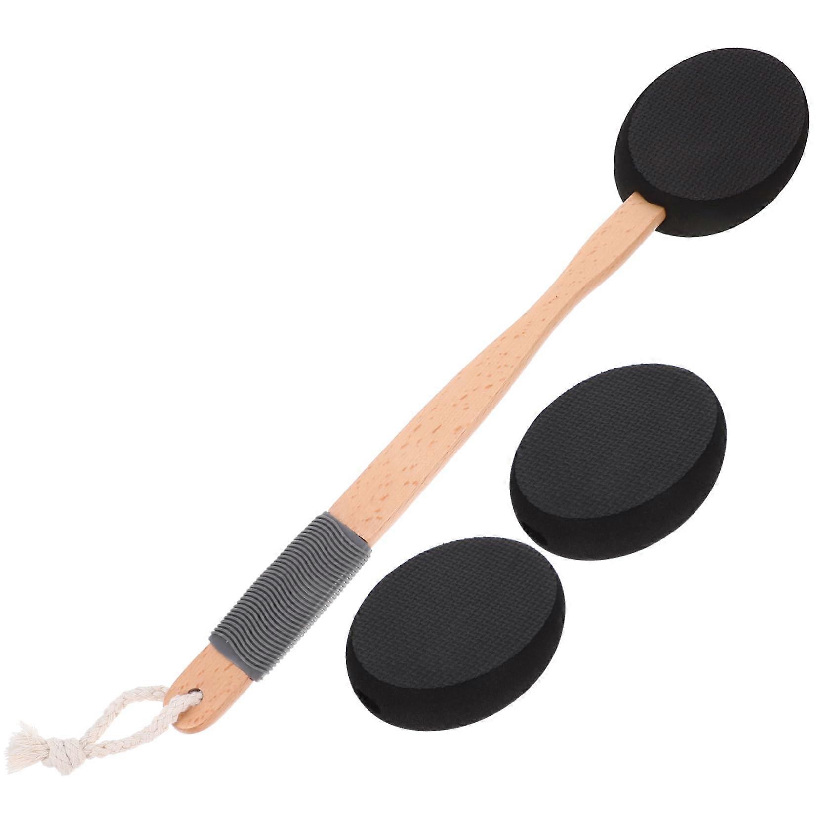 Long Handle Bath Brush with Replaceable Heads Back Scrubber for Shower and Body Lotion Application