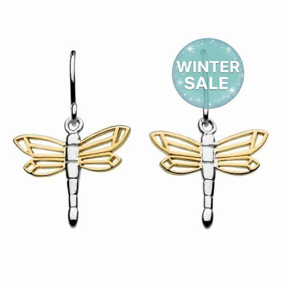 Sterling Silver Dragonfly Gold Plate Drop Earrings 6492GD