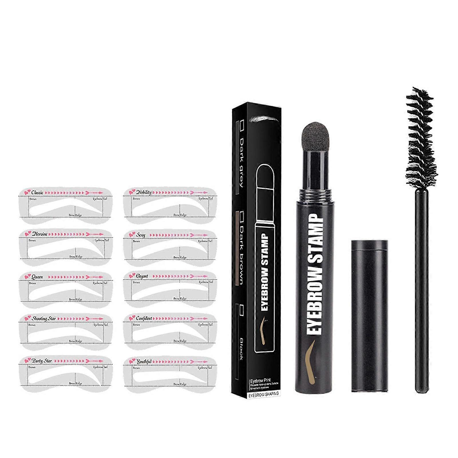 Eyebrow Stamp Kit with Waterproof Powder and Multiple Stencils for Fast Brow Shaping