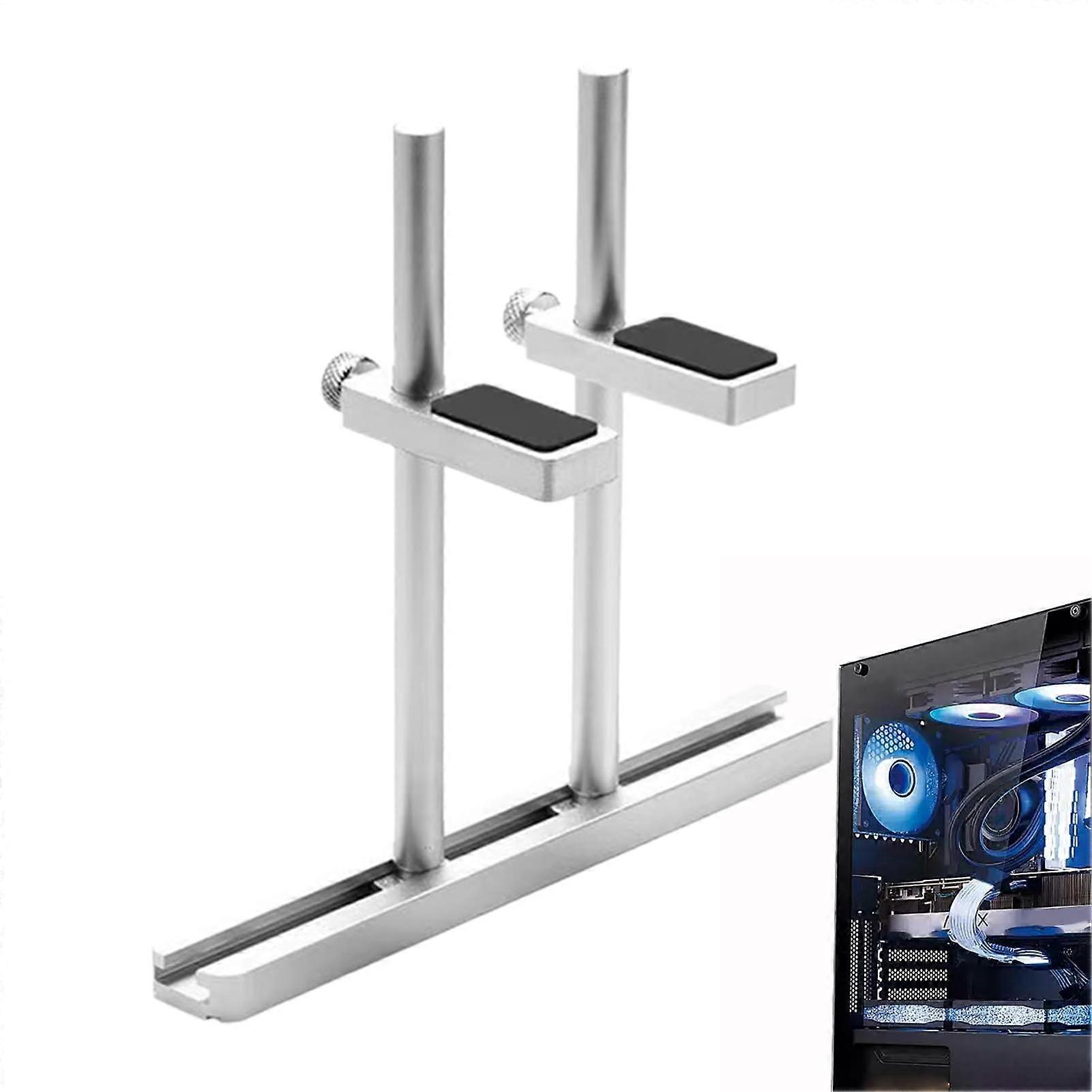 GPU Support Bracket with Dual Reinforcement Bar, Adjustable Height Graphics Card Holder, White