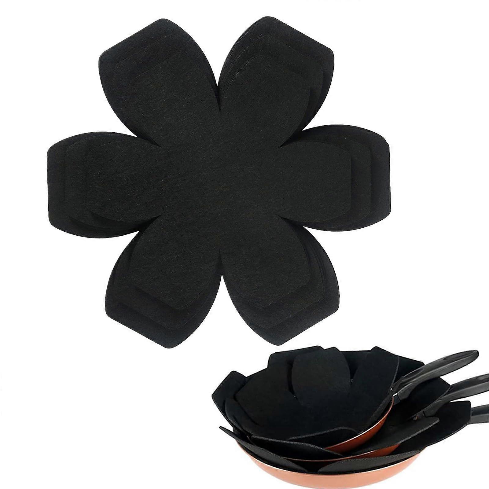 12 Pcs Felt Pan Protectors Set for Stacking Cookware, Scratch Storage, 3 Sizes Black