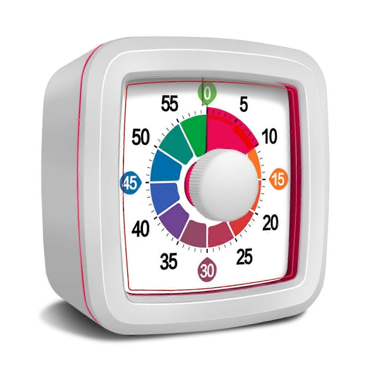 Visual Timer 60Minute Silent Countdown for Kids and Adults, Pomodoro Clock for Classroom Office Kitchen White