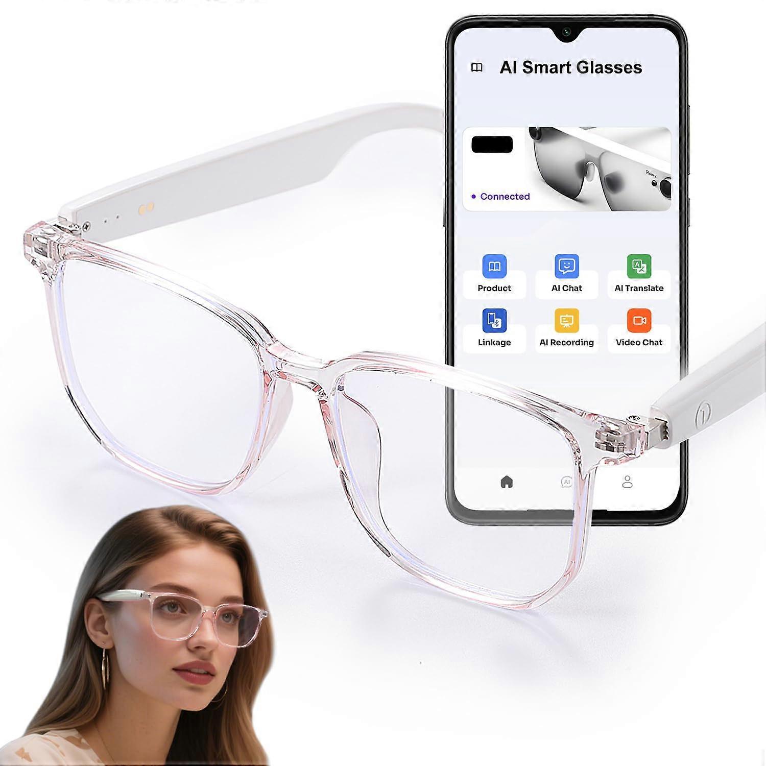 Bluetooth Smart Glasses with Realtime AI Translation, Polarized Blue Light Lenses, Touch Control