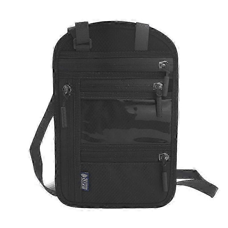 Travel Neck Wallet RFID Blocking Passport Holder Waterproof AntiTheft Hidden Bag Black