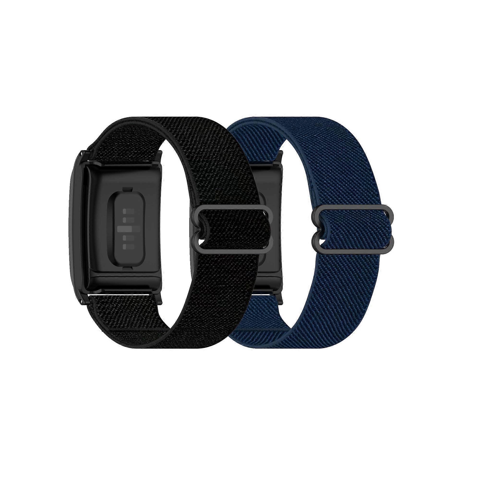 Braided Nylon Strap Adjustable Loop Band Black and Blue Replacement Wristband for WHOOP 4.0