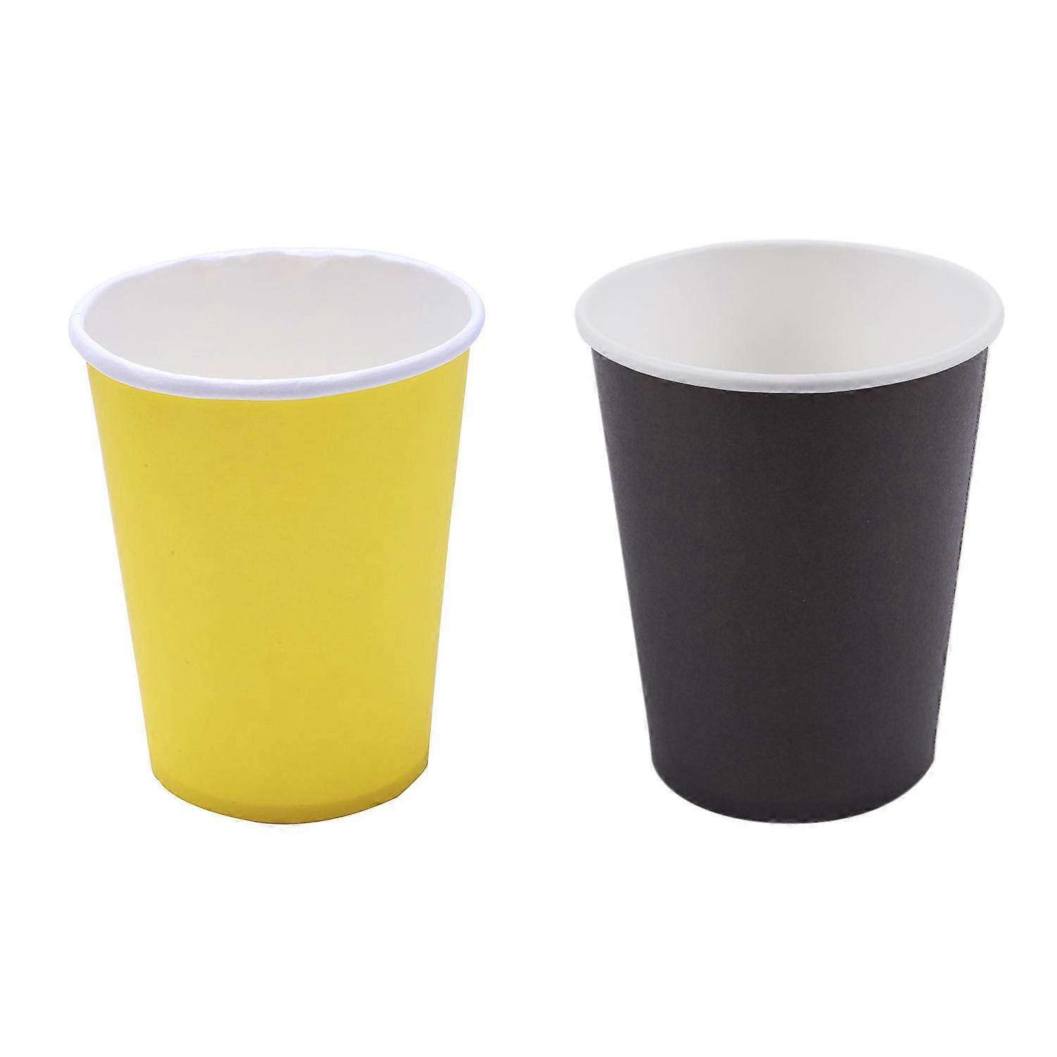 40 Paper Cups (9Oz) - Plain Solid Colours Birthday Party Tableware Catering(Black&Yellow)