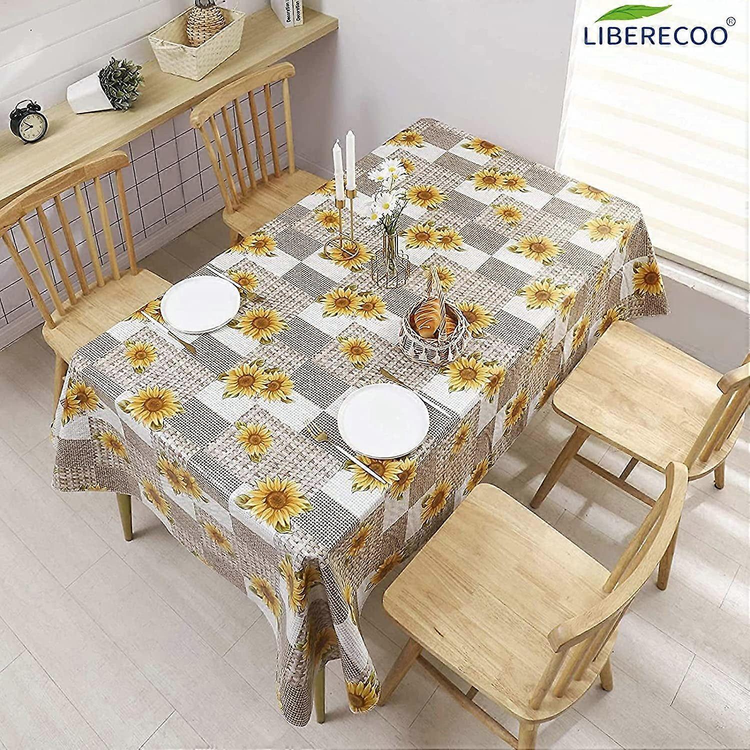 Vinyl Tablecloth with Flannel Backing Rectangle Stain-Resistant Table Cloth