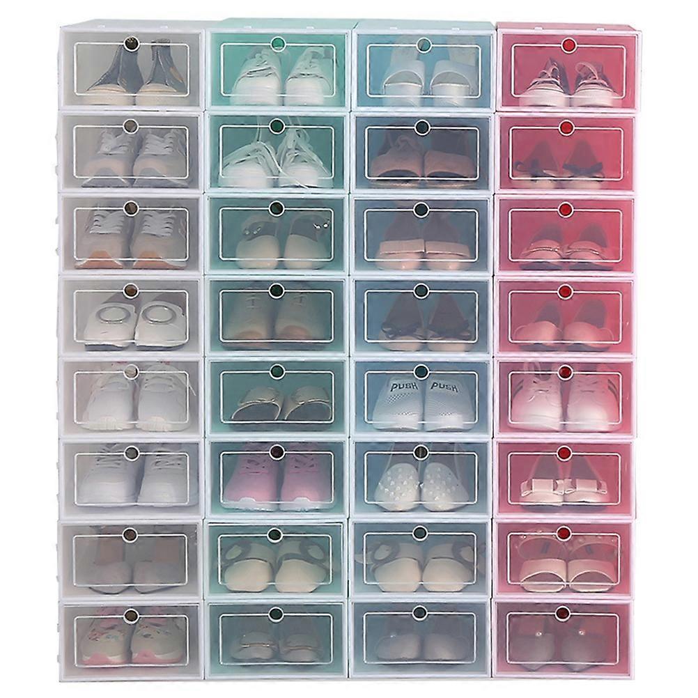 Green Shoes Box Stackable Shoe Container for 6Pcs Shoes Storage